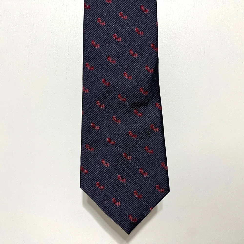 Camalier &‎ Buckley Mens Silk Tie Navy Blue Red Made in USA